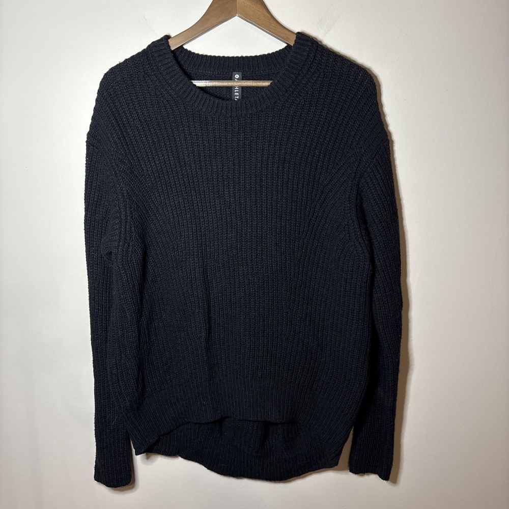 Athleta‎ Cascades Crew Chunky Knit Wool Blend Sweater Black 632076 Women's  XS